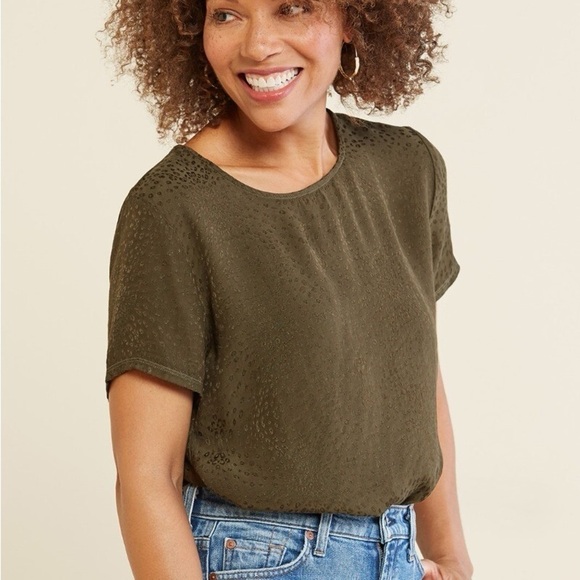 Nation LTD Tops - Nation LTD Marin Leopard Olive Green Jacquard Tee